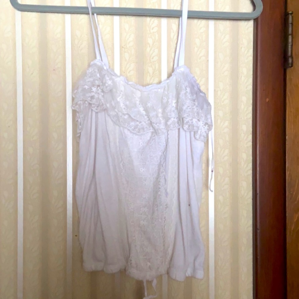 Womens size small white tank top with lace detailing